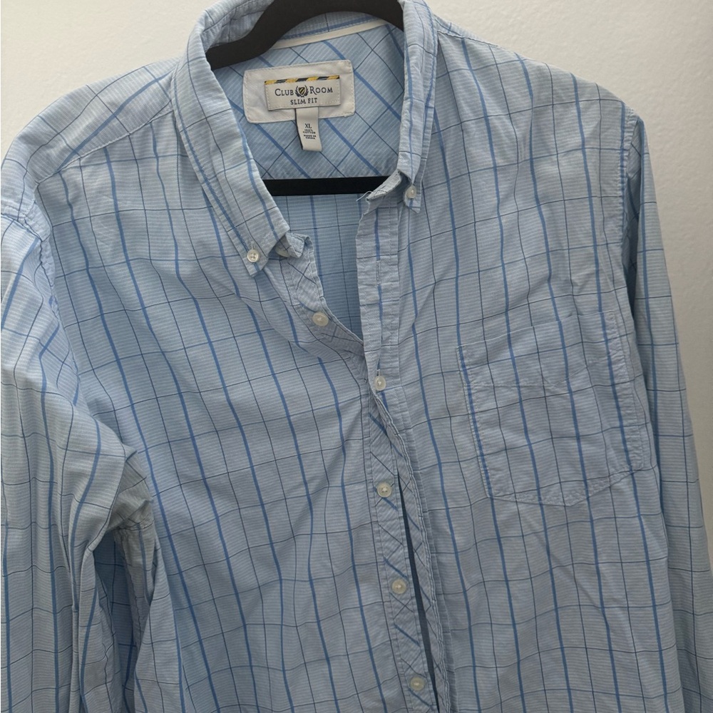 Club Room Light Blue Checkered Shirt